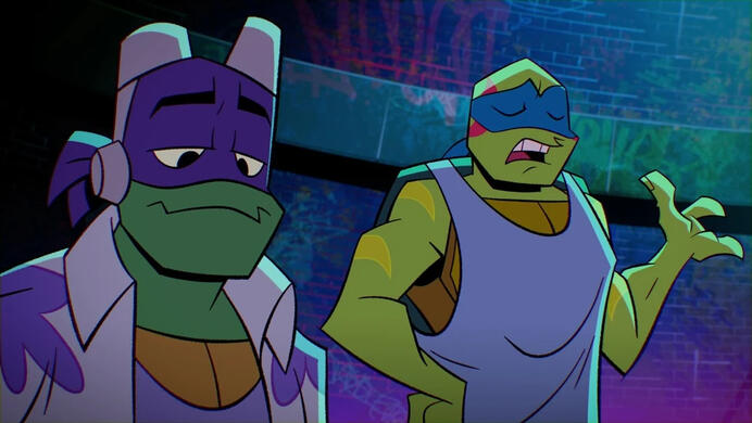 donnie chilling while leo talks. donnie chilling while leo talks.